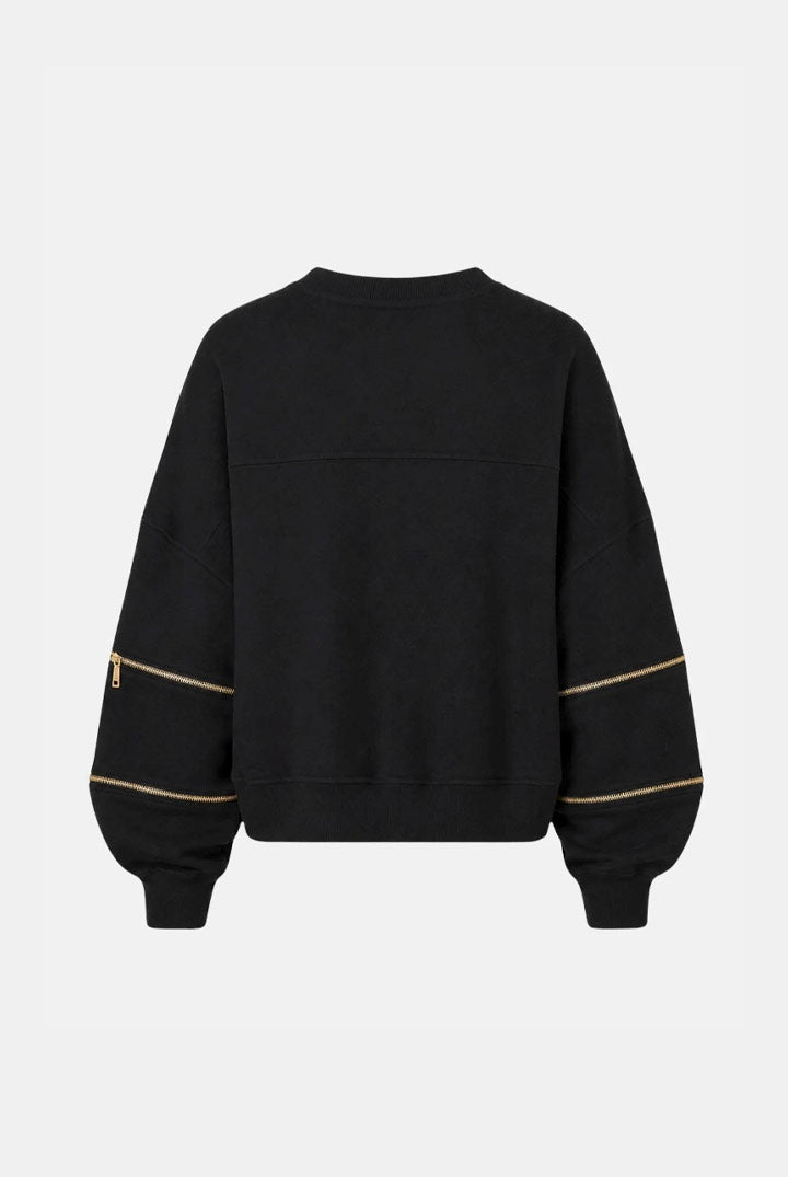 Elisabetta Franchi Felpa Boxy In Cotone con Zip Decorative e Logo MD05P66E2 NERO