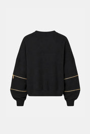 Elisabetta Franchi Felpa Boxy In Cotone con Zip Decorative e Logo MD05P66E2 NERO