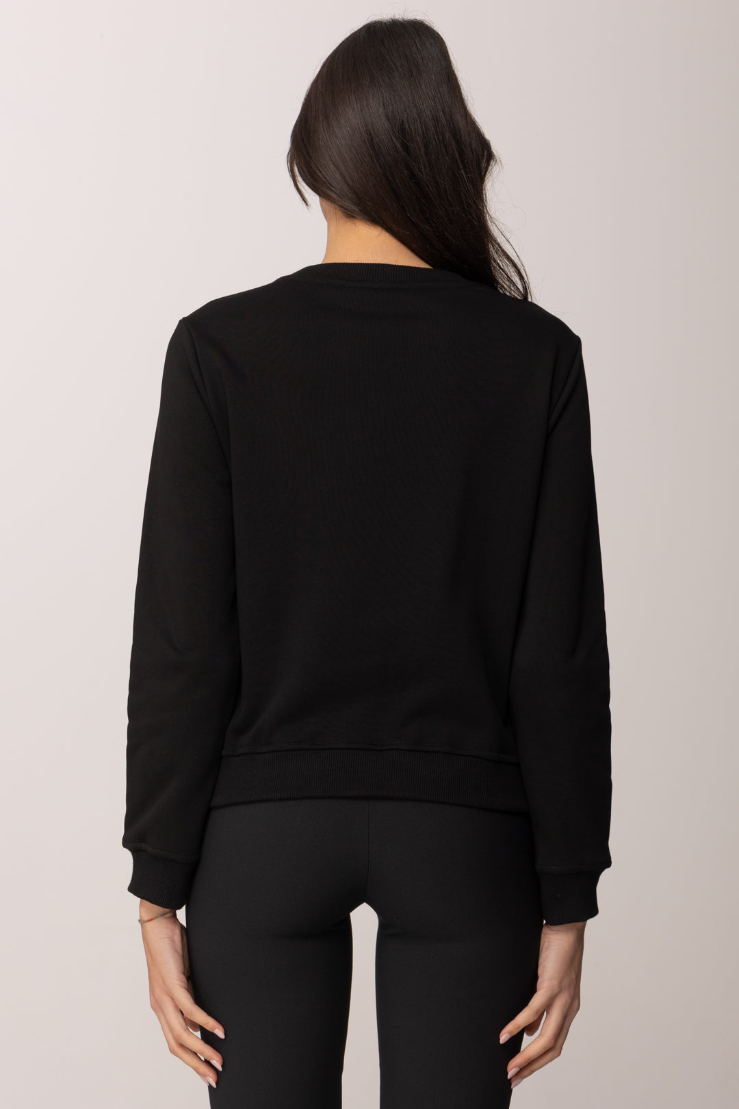 Elisabetta Franchi Felpa con Applicazione Logo Sul Petto MD03P61E2 NERO