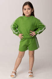 Elisabetta Franchi Bambina Felpa con Bande a Contrasto In Organza EGFE0630FF002.1067