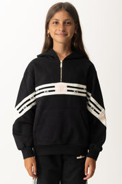 Elisabetta Franchi Bambina Felpa con Cappuccio e Bande Logate EFFE1540FF002 NERO/MILK-NERO-ROSA BABY