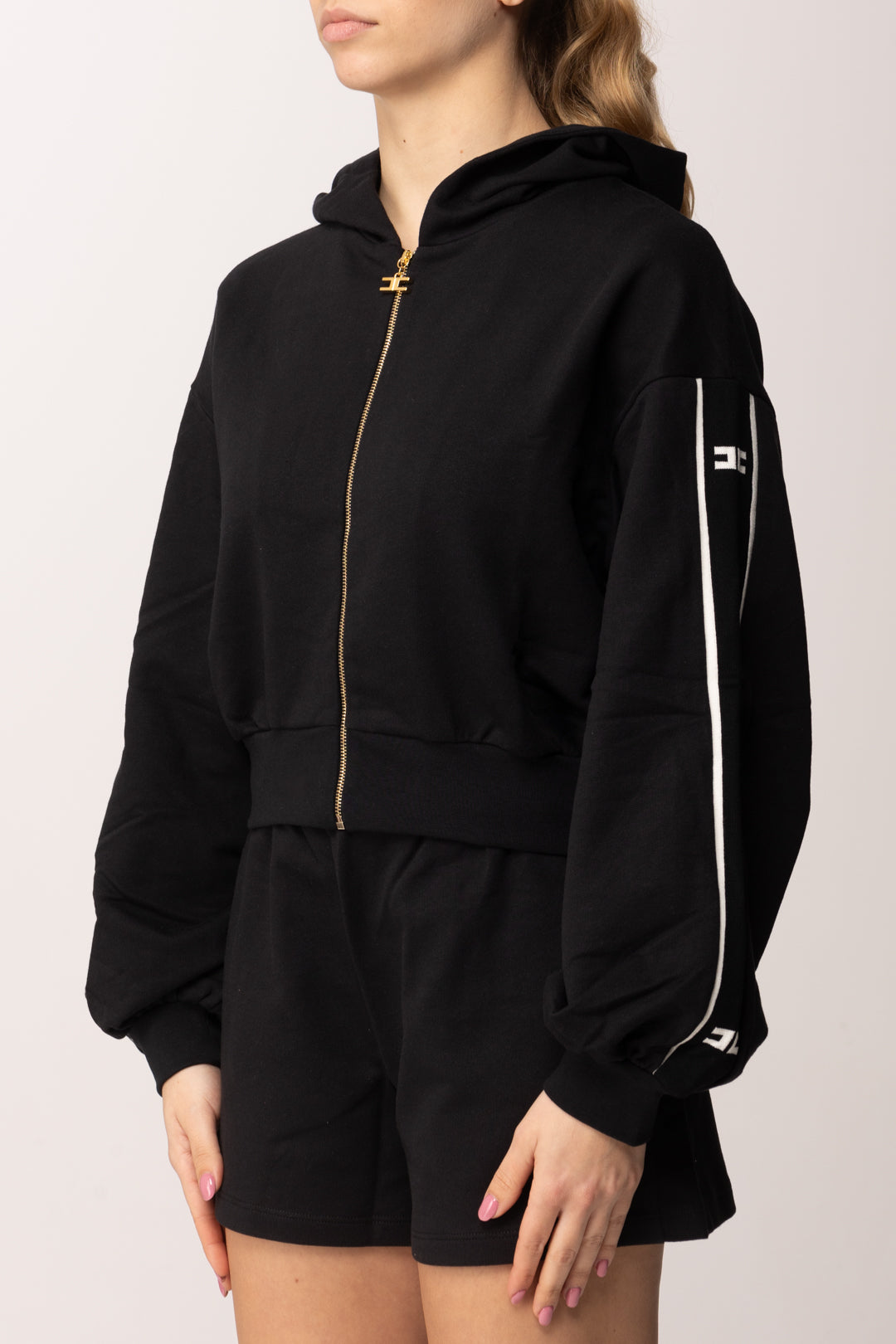 Elisabetta Franchi Bambina Felpa con Cappuccio e Bande Logate EFFE1670FF002.N275