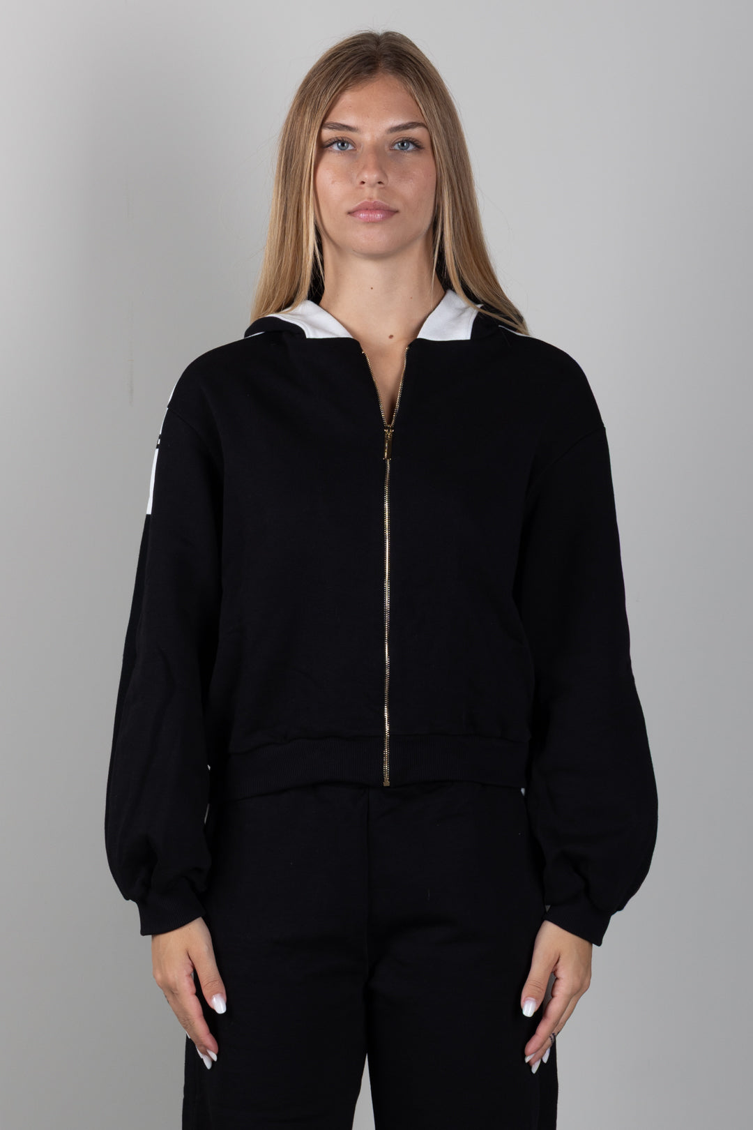 Elisabetta Franchi Bambina Felpa con Cappuccio e Bande Loggate EFFE175CFF017.N101