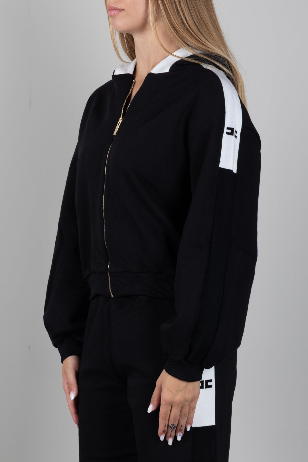 Elisabetta Franchi Bambina Felpa con Cappuccio e Bande Loggate EFFE175CFF017.N101