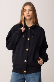 Pinko  Felpa con Cappuccio e Bottoni BLU TENEBRA