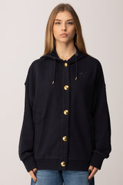 Pinko  Felpa con Cappuccio e Bottoni BLU TENEBRA