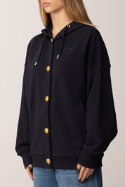 Pinko  Felpa con Cappuccio e Bottoni BLU TENEBRA