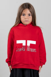 Elisabetta Franchi Bambina Felpa con Cappuccio e Logo Strass EFFE177CFF017.3628