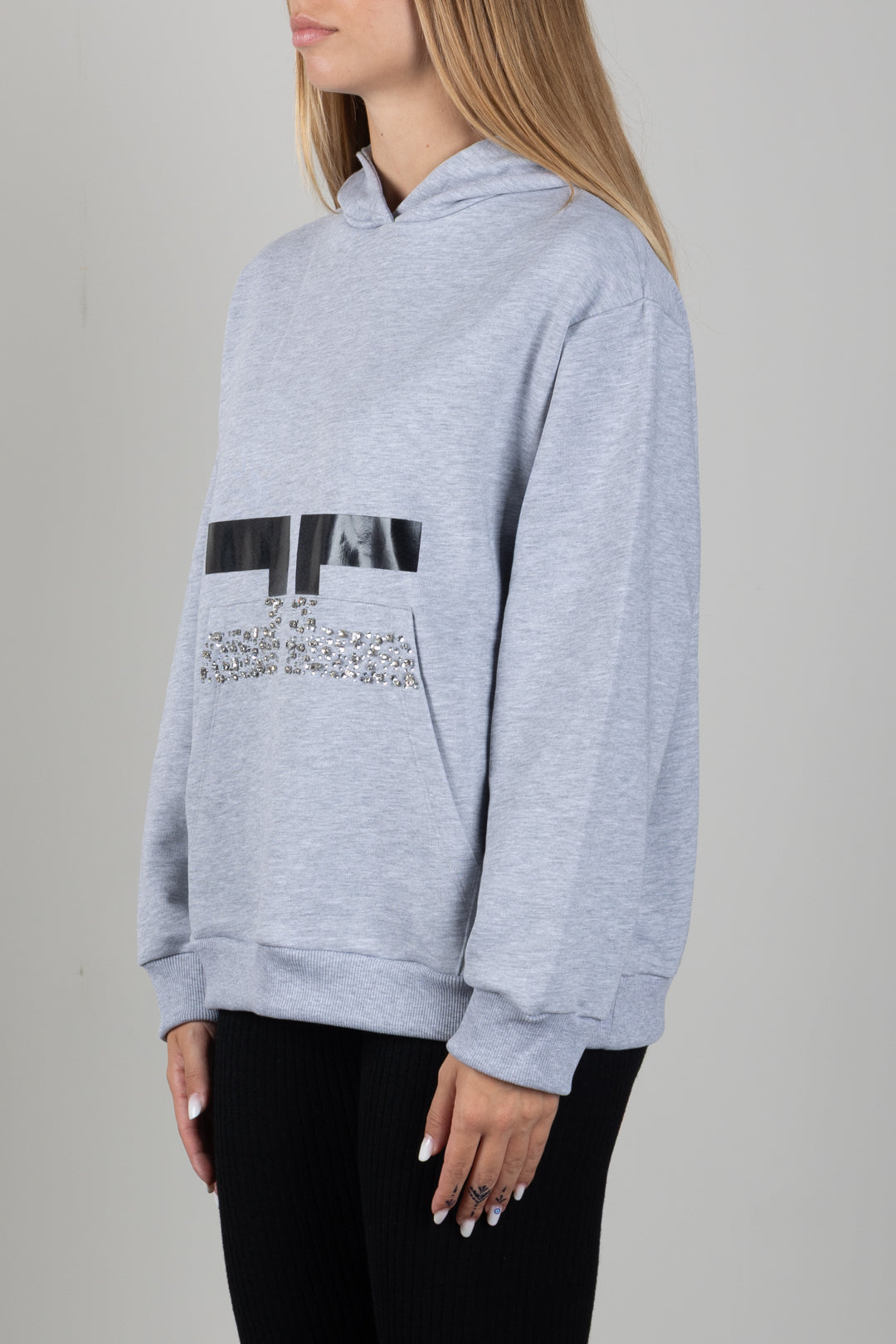 Elisabetta Franchi Bambina Felpa con Cappuccio e Logo Strass EFFE177CFF017.5602