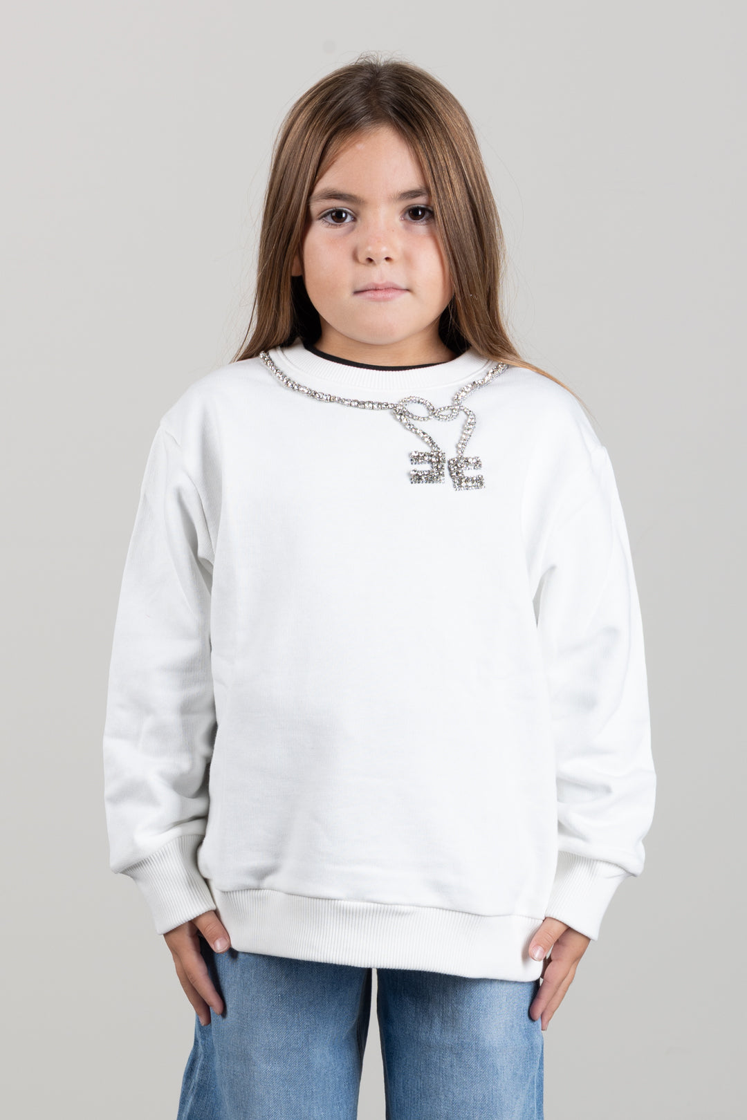 Elisabetta Franchi Bambina Felpa con Collana Strass EFFE184CFF017.0067