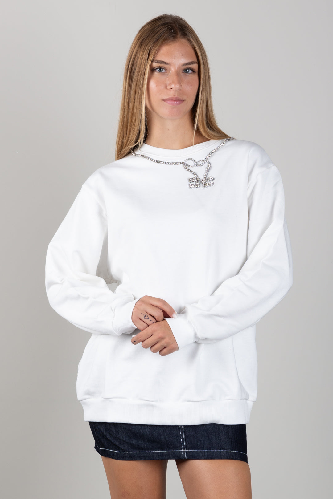 Elisabetta Franchi Bambina Felpa con Collana Strass EFFE184CFF017.0067