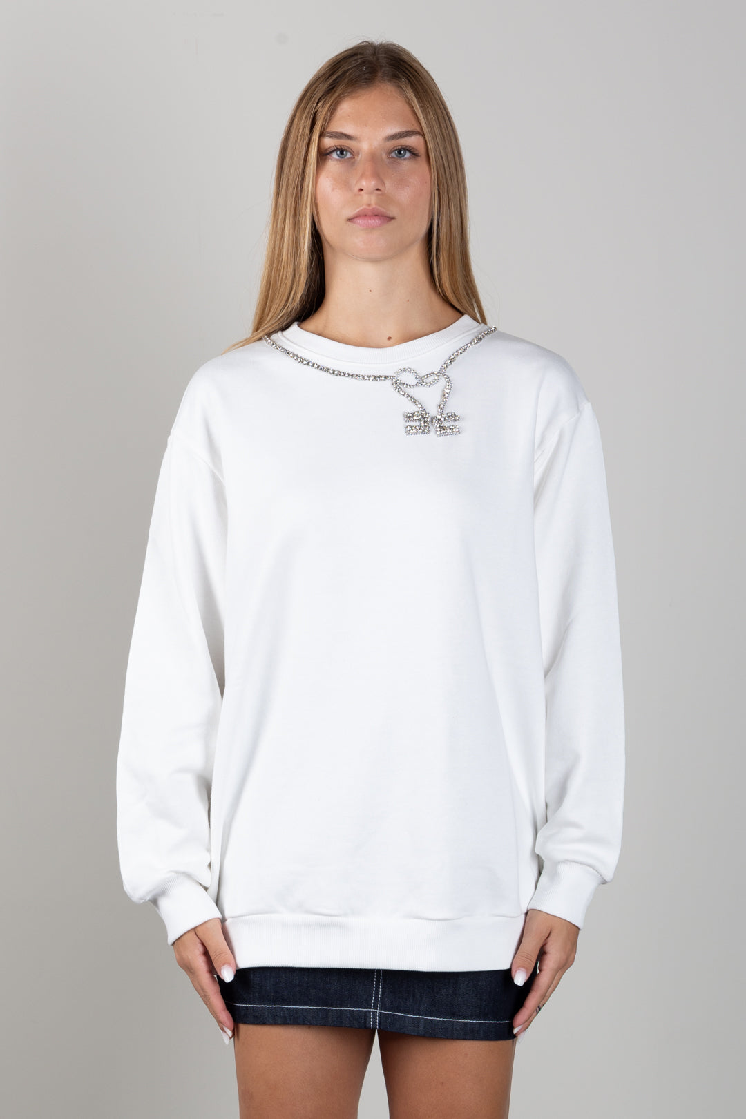 Elisabetta Franchi Bambina Felpa con Collana Strass EFFE184CFF017.0067