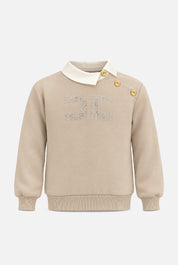 Elisabetta Franchi Bambina Felpa con Colletto a Contrasto e Logo In Strass EGFE0680FF002.D626