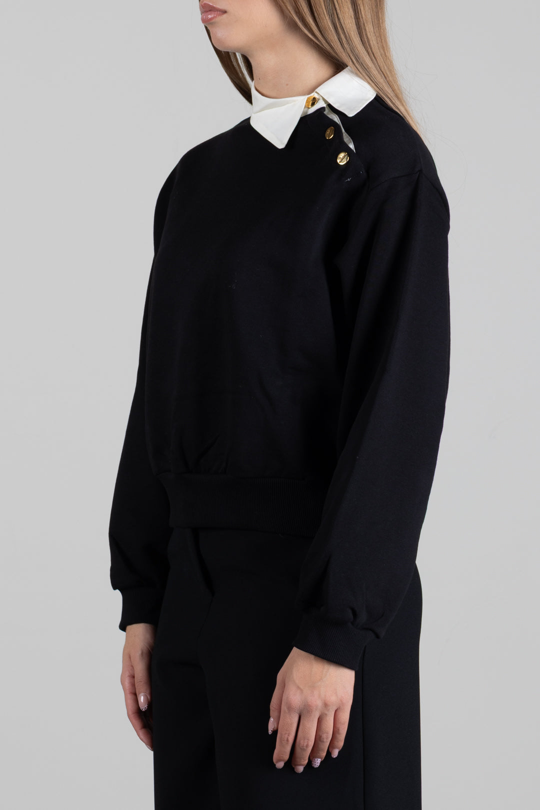 Elisabetta Franchi Bambina Felpa con Inserto Camicia e Bottoni Logo EFFE182CFF017.N100