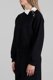 Elisabetta Franchi Bambina Felpa con Inserto Camicia e Bottoni Logo EFFE182CFF017.N100