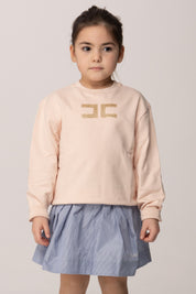 Elisabetta Franchi Bambina Felpa con Logo Doppia Cc Luminoso EGFE0610FF002.C125