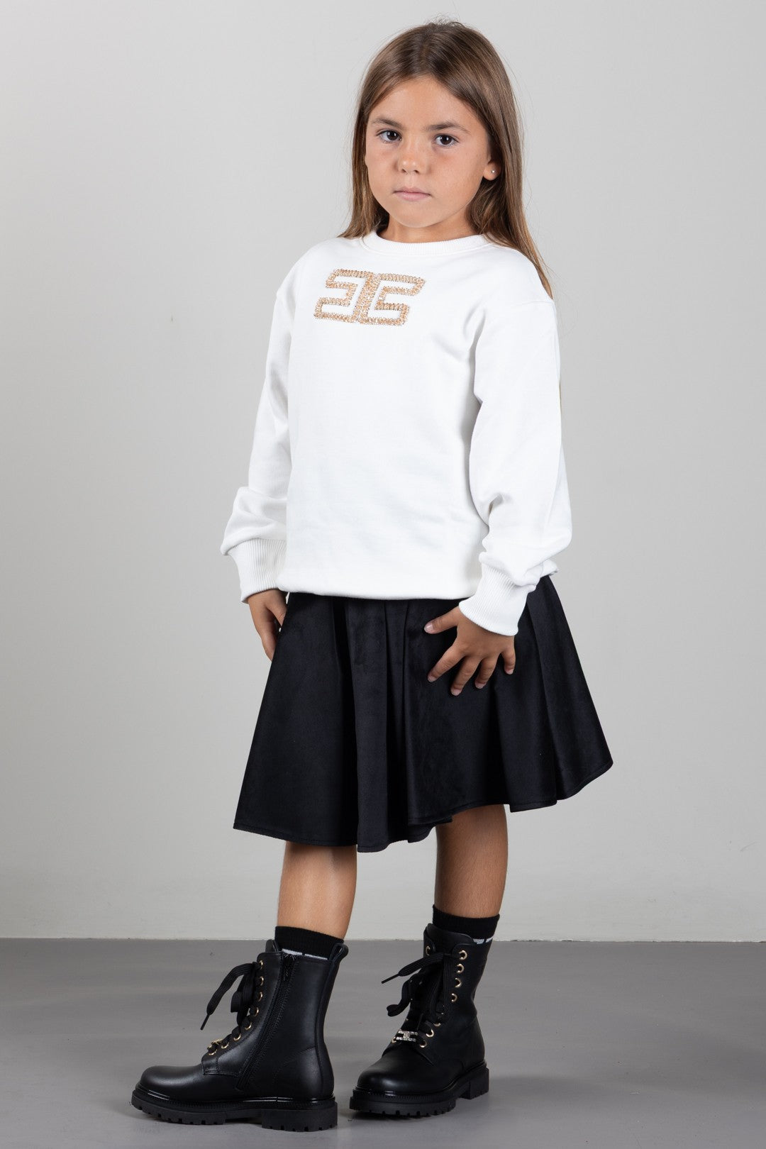 Elisabetta Franchi Bambina Felpa con Maxi Logo Decorato EFFE183CFF017.0067