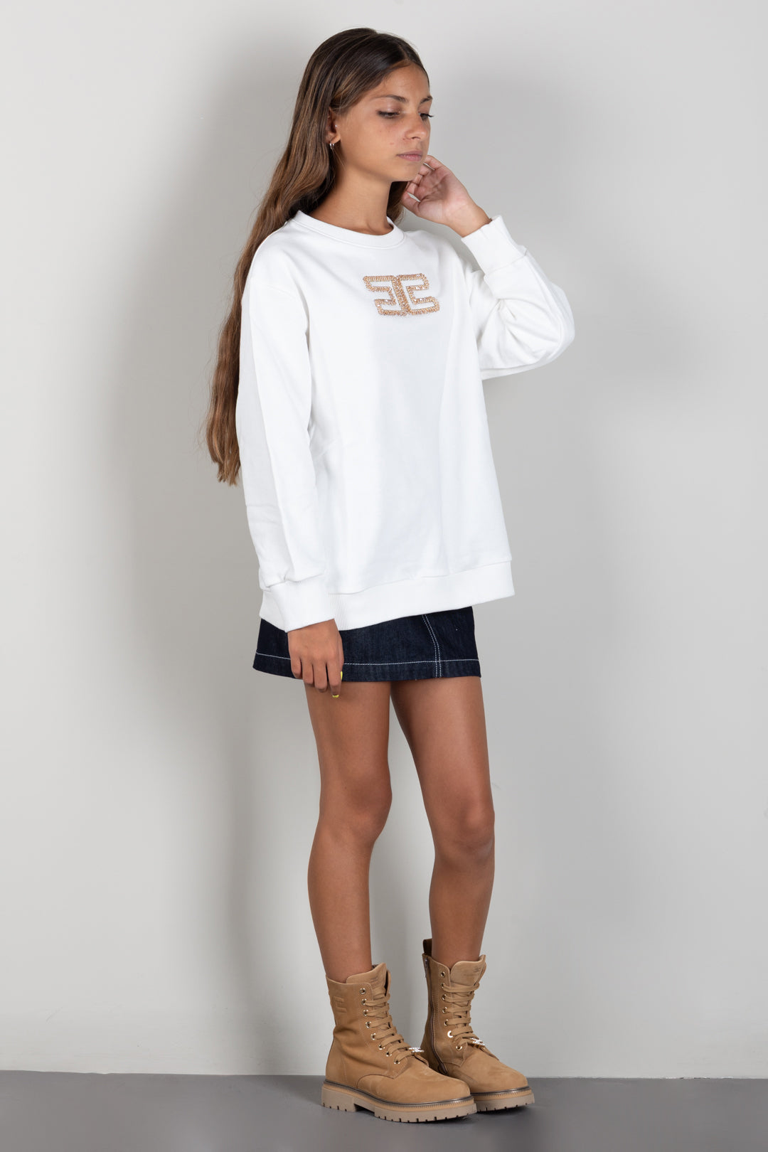 Elisabetta Franchi Bambina Felpa con Maxi Logo Decorato EFFE183CFF017.0067