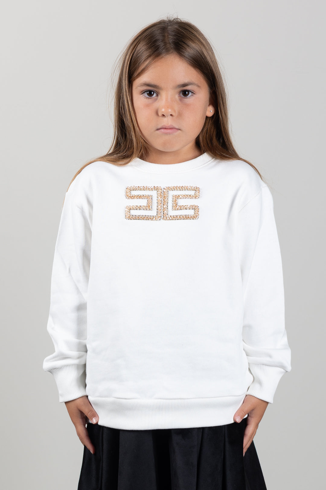 Elisabetta Franchi Bambina Felpa con Maxi Logo Decorato EFFE183CFF017.0067
