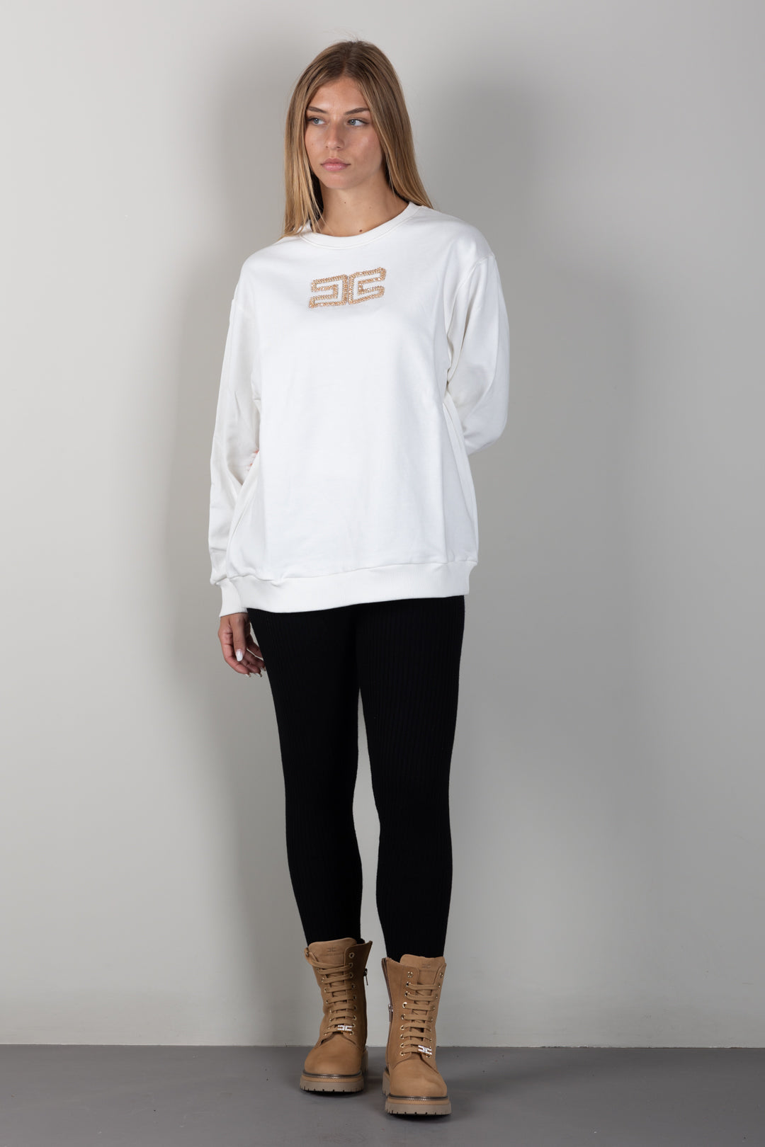 Elisabetta Franchi Bambina Felpa con Maxi Logo Decorato EFFE183CFF017.0067