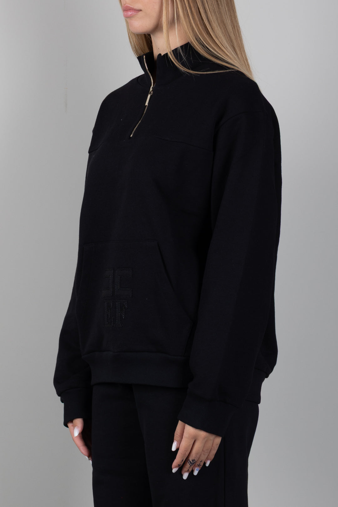 Elisabetta Franchi Bambina Felpa con Mezza Zip e Logo Tono Su Tono EFFE176CFF017.N000