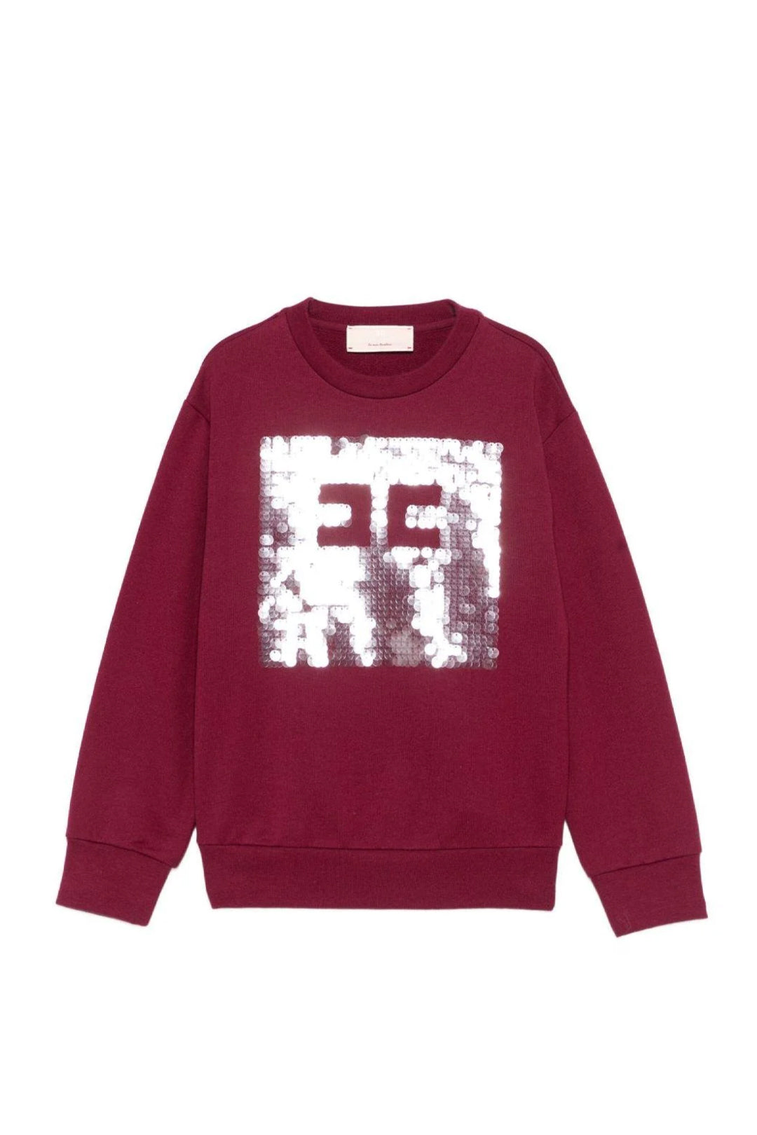 Elisabetta Franchi Bambina Felpa con Paillettes e Logo Cc CHERRY