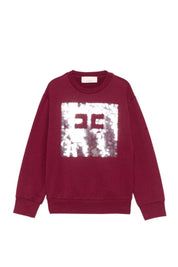 Elisabetta Franchi Bambina Felpa con Paillettes e Logo Cc CHERRY