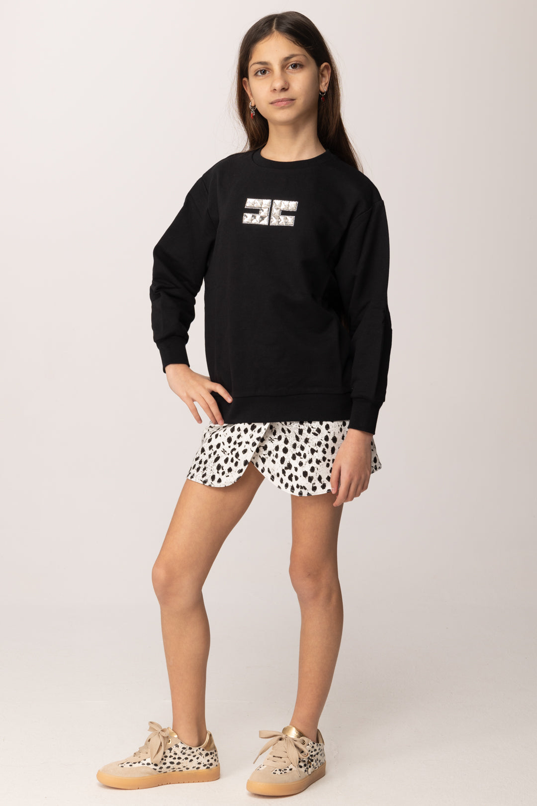 Elisabetta Franchi Bambina Felpa con Ricamo Doppia C EFFE1620FF002.N075