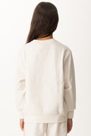 Elisabetta Franchi Bambina Felpa con Ricamo Logo In Castoni EFFE1510FF002 MILK/CRYSTAL