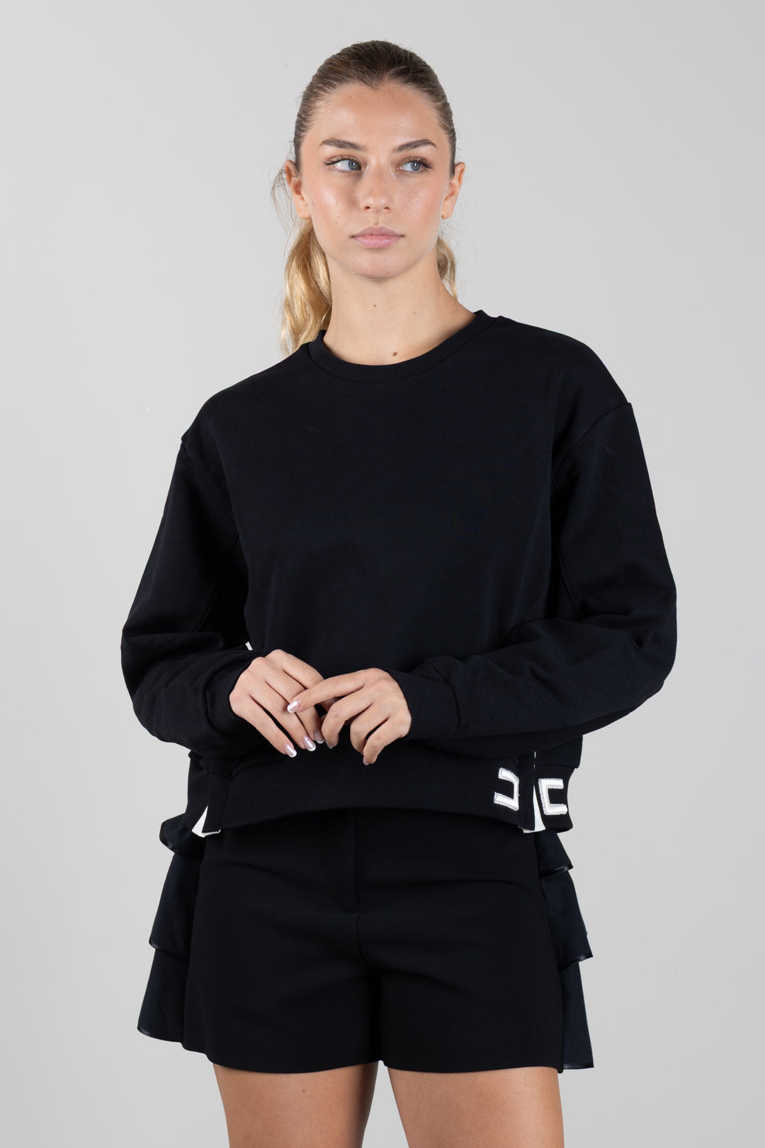 Elisabetta Franchi Bambina Felpa con Spacchi Laterali e Logo Ricamato EFFE181CFF017.N000