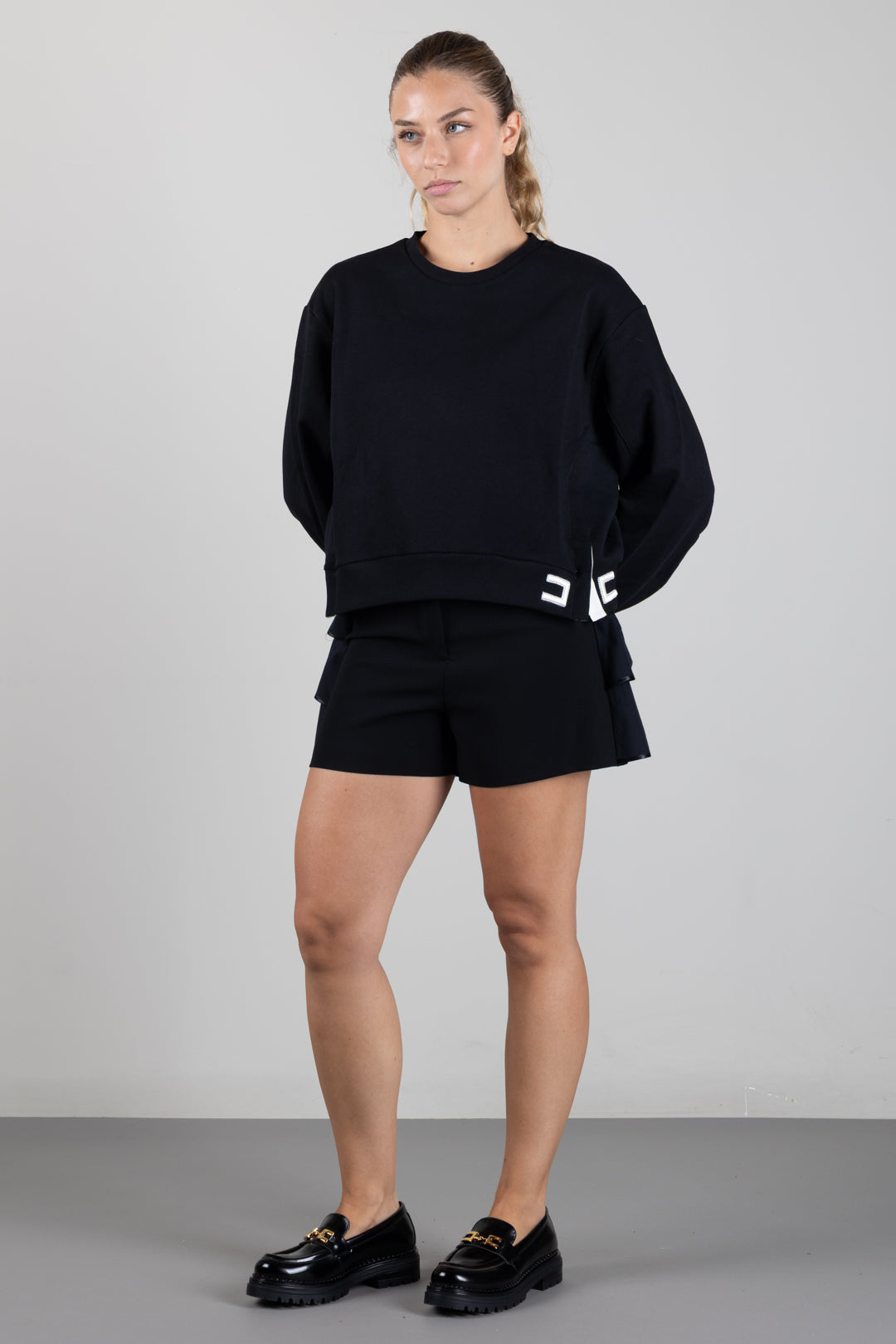 Elisabetta Franchi Bambina Felpa con Spacchi Laterali e Logo Ricamato EFFE181CFF017.N000