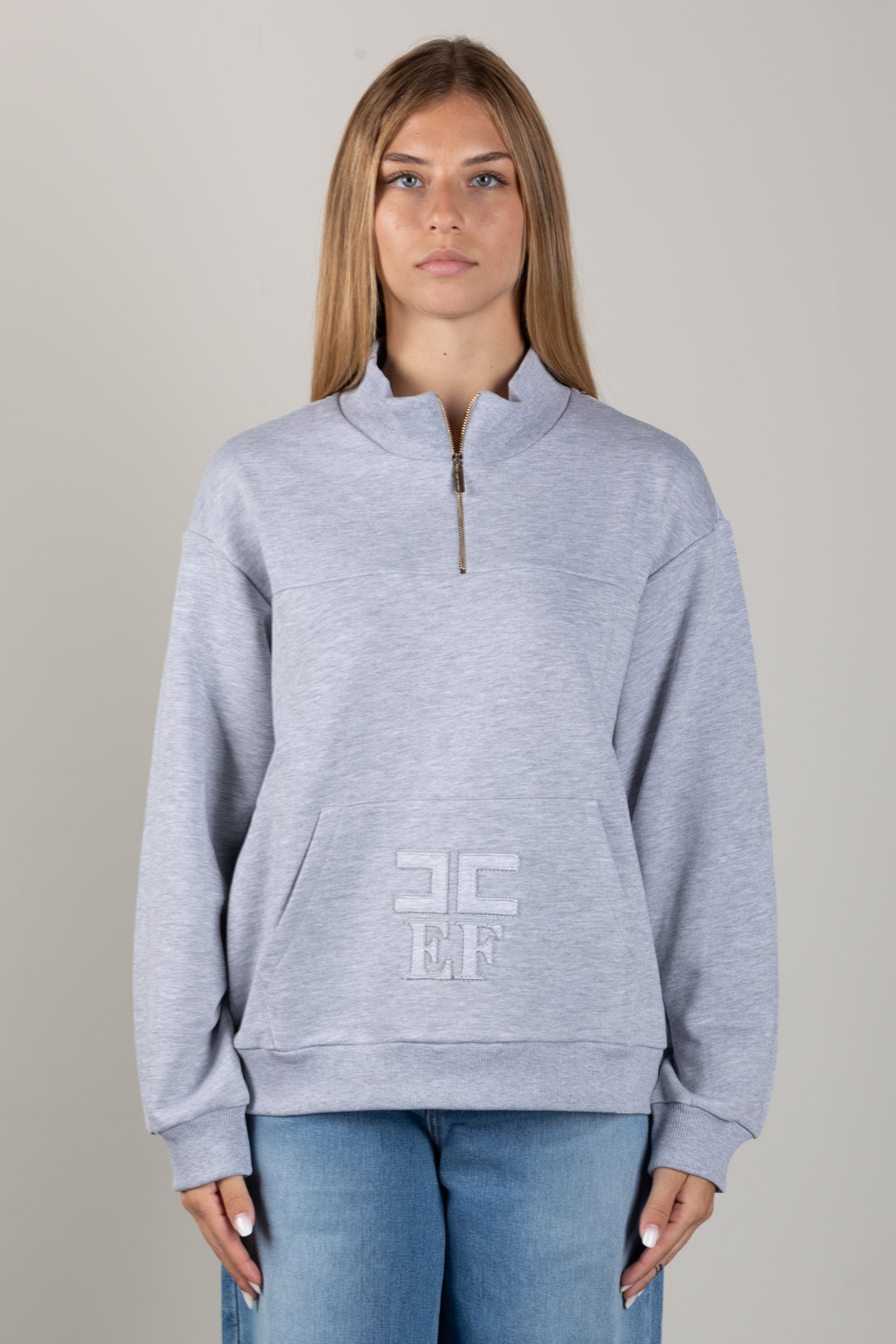 Elisabetta Franchi Bambina Felpa con Zip Corta e Logo Ricamato EFFE176CFF017.5002