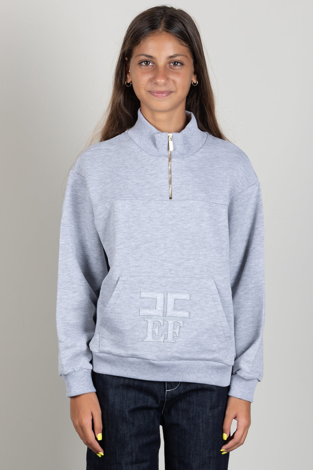 Elisabetta Franchi Bambina Felpa con Zip Corta e Logo Ricamato EFFE176CFF017.5002