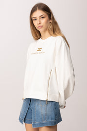 Elisabetta Franchi Bambina Felpa con Zip Diagonali e Logo Oro EFFE1740FF002.0045