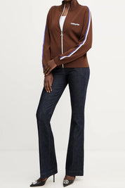 Patrizia Pepe Felpa con Zip e Bande Laterali 8K0308 K266 EARTH BROWN