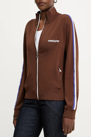 Patrizia Pepe Felpa con Zip e Bande Laterali 8K0308 K266 EARTH BROWN