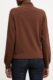 Patrizia Pepe Felpa con Zip e Bande Laterali 8K0308 K266 EARTH BROWN