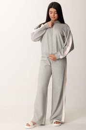 Elisabetta Franchi Bambina Felpa con Zip e Bande Logate GRIGIO MELANGE/QUARZO/AVORIO