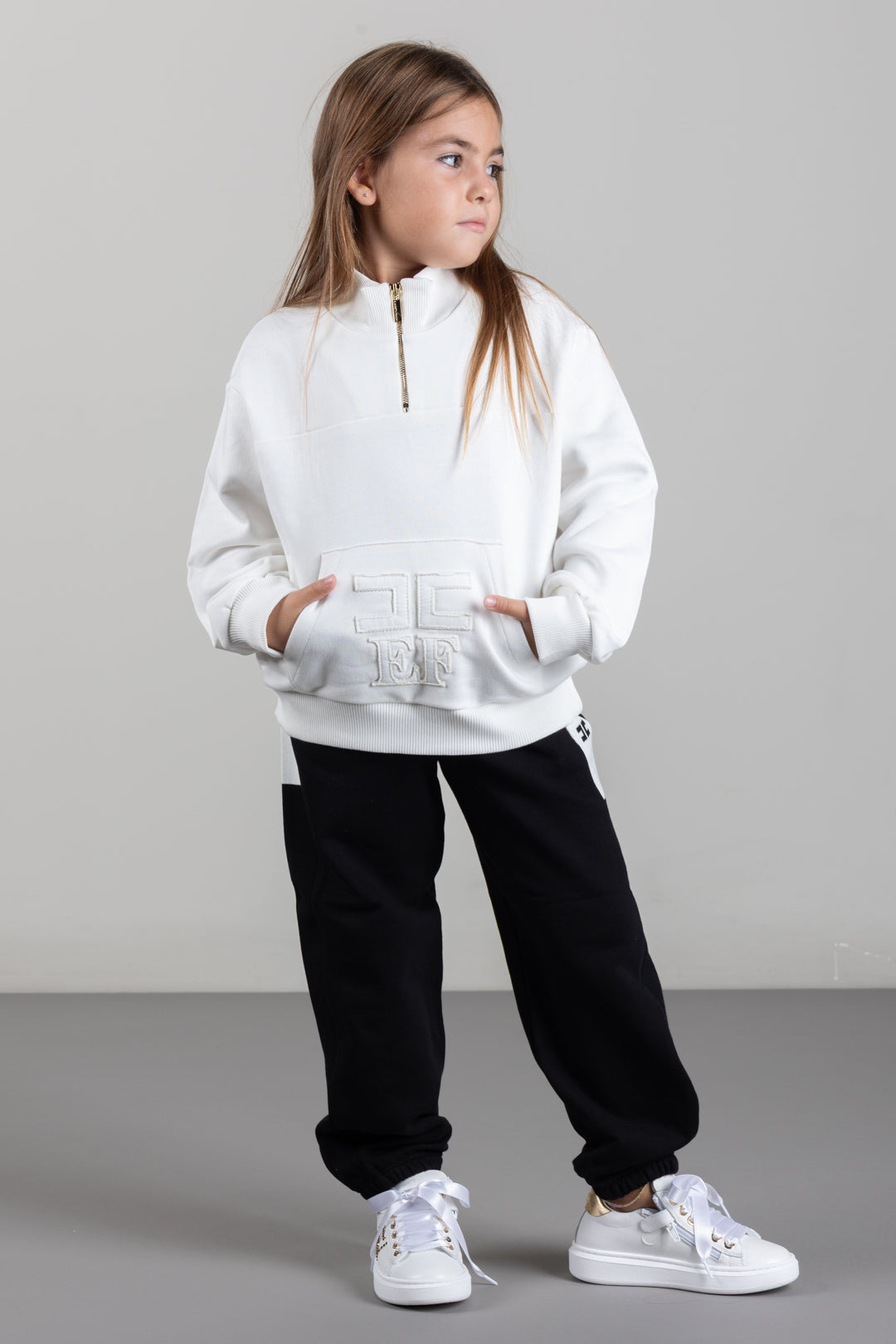 Elisabetta Franchi Bambina Felpa con Zipcorta e Logo Ricamato EFFE176CFF017.0067