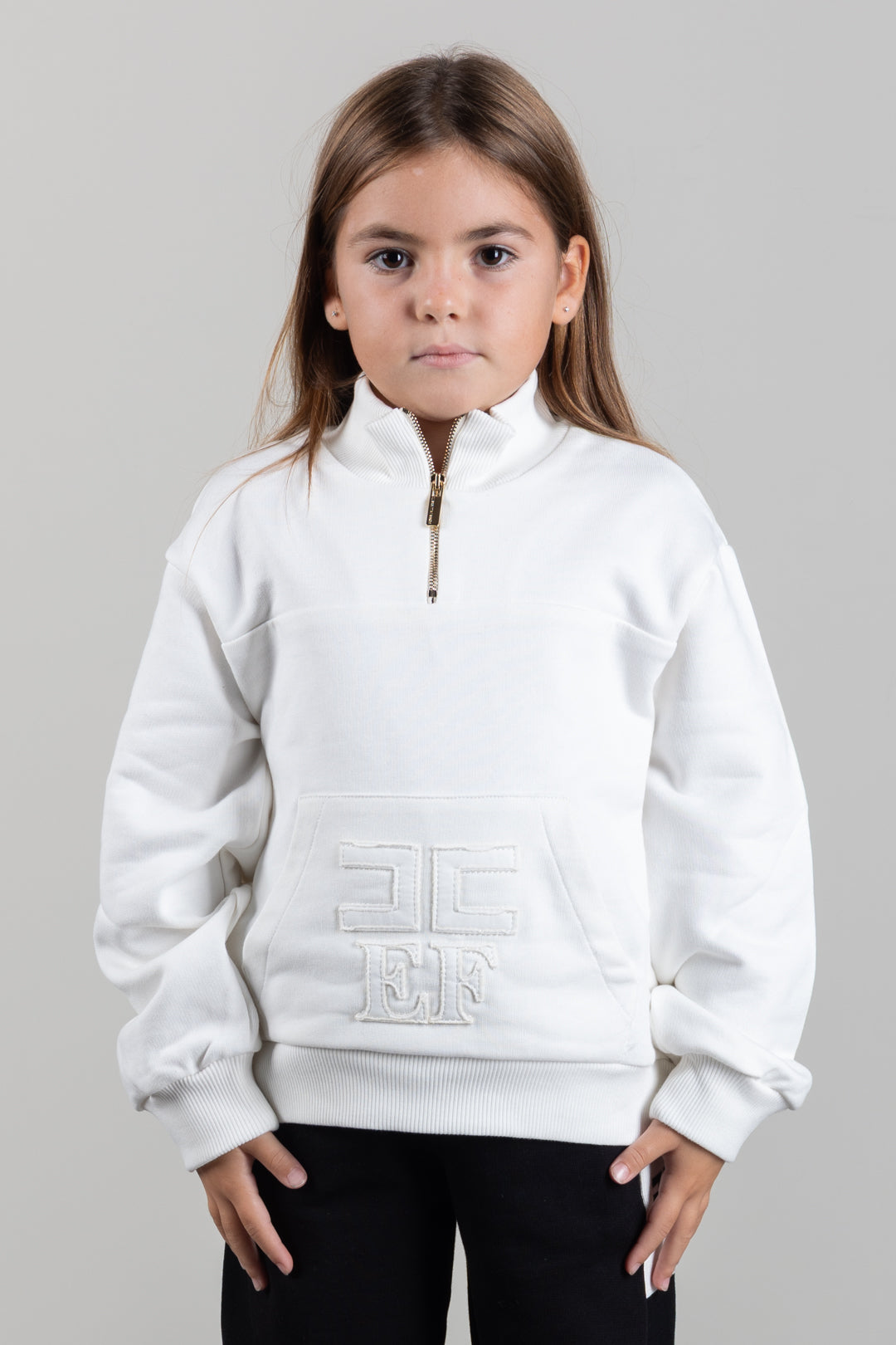 Elisabetta Franchi Bambina Felpa con Zipcorta e Logo Ricamato EFFE176CFF017.0067