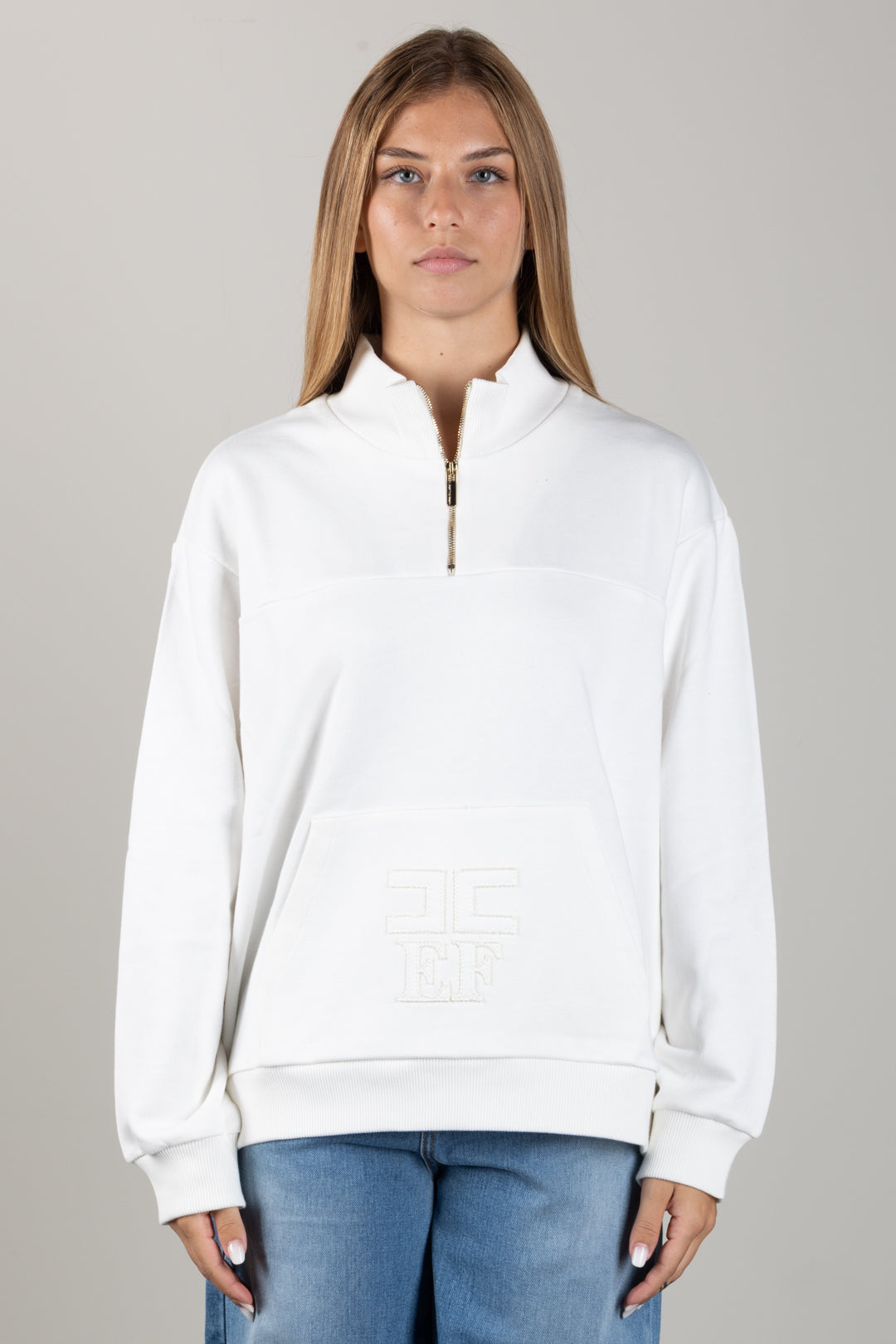 Elisabetta Franchi Bambina Felpa con Zipcorta e Logo Ricamato EFFE176CFF017.0067