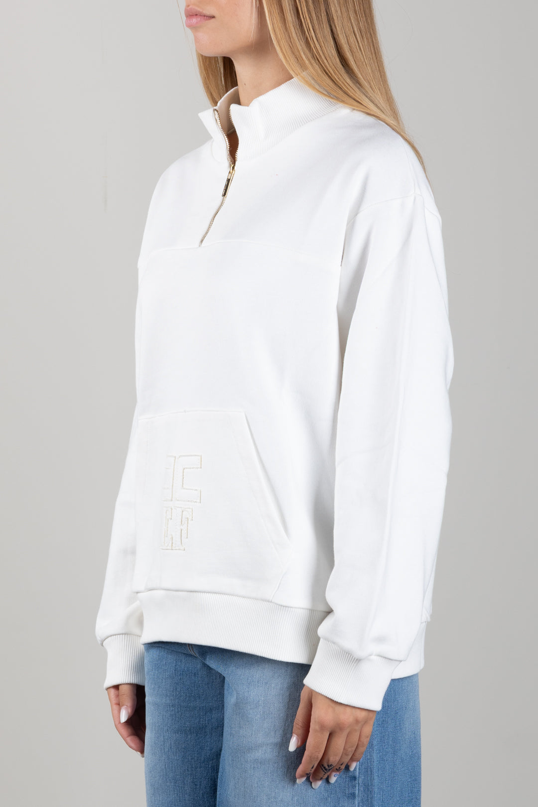 Elisabetta Franchi Bambina Felpa con Zipcorta e Logo Ricamato EFFE176CFF017.0067
