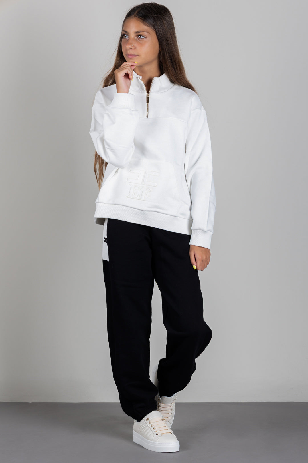 Elisabetta Franchi Bambina Felpa con Zipcorta e Logo Ricamato EFFE176CFF017.0067