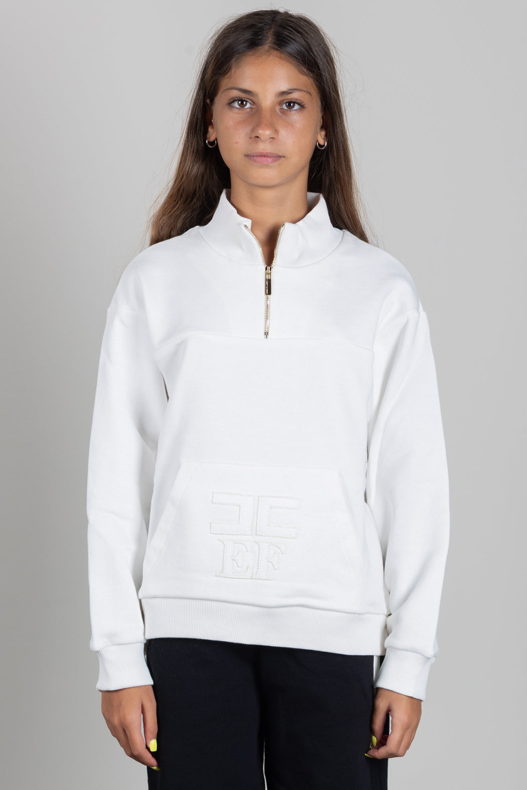 Elisabetta Franchi Bambina Felpa con Zipcorta e Logo Ricamato EFFE176CFF017.0067
