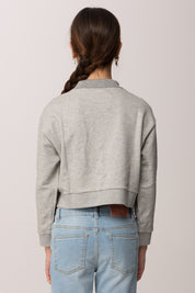 Elisabetta Franchi Bambina Felpa Corta con Colletto e Logo Strass EFFE1660FF002.5075