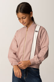 Elisabetta Franchi Bambina Felpa Full-zip con Banda Logata EFFE1550FF002 SUNRISE/MILK/MERLOT