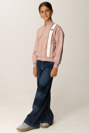 Elisabetta Franchi Bambina Felpa Full-zip con Banda Logata EFFE1550FF002 SUNRISE/MILK/MERLOT