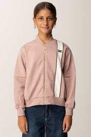 Elisabetta Franchi Bambina Felpa Full-zip con Banda Logata EFFE1550FF002 SUNRISE/MILK/MERLOT