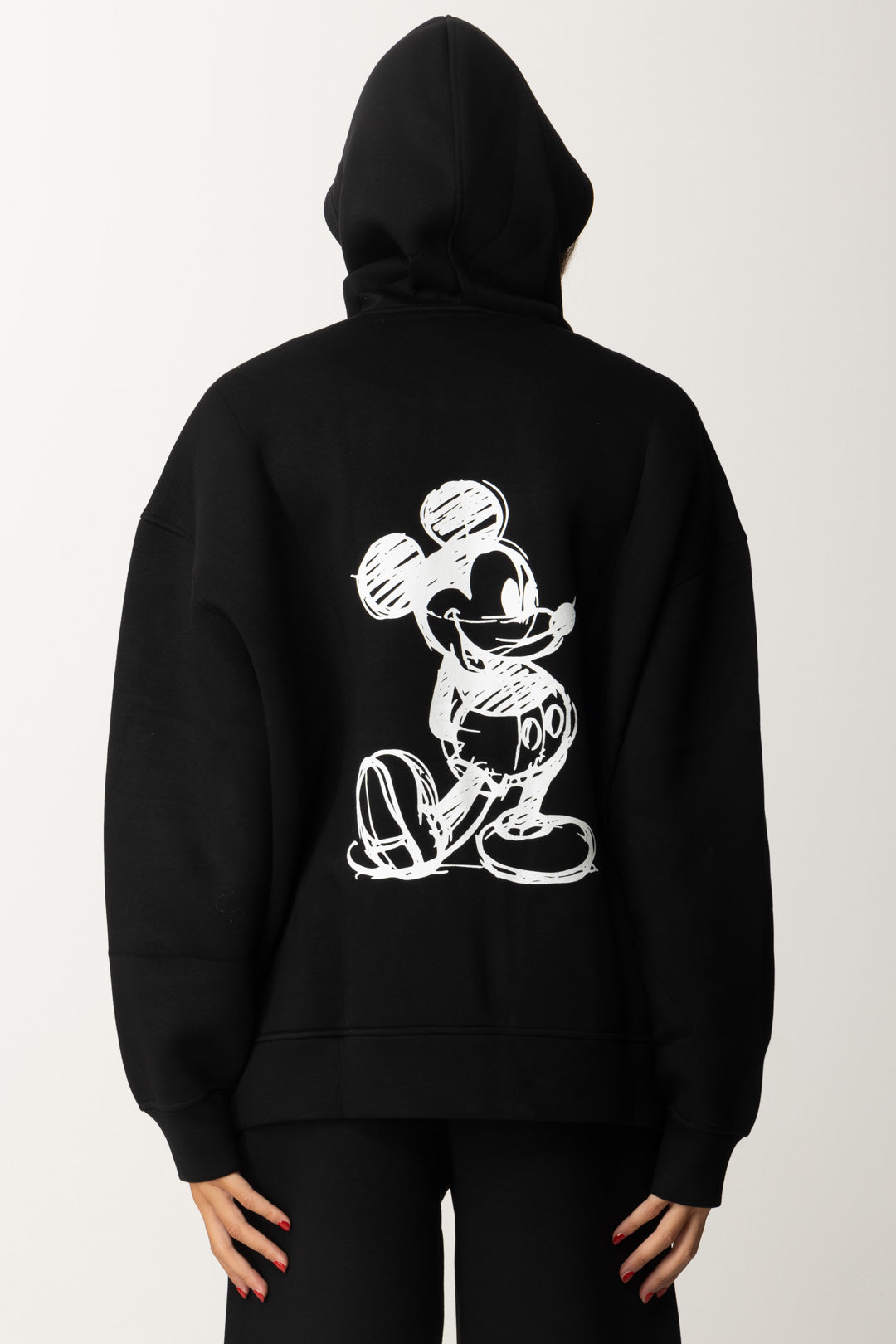 Aniye By Woman Full Zip Hoodie with Mickey Print 181429 BLACK