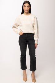 Elisabetta Franchi Felpa Girocollo con Logo Ricamato MK70Q61E2 BURRO